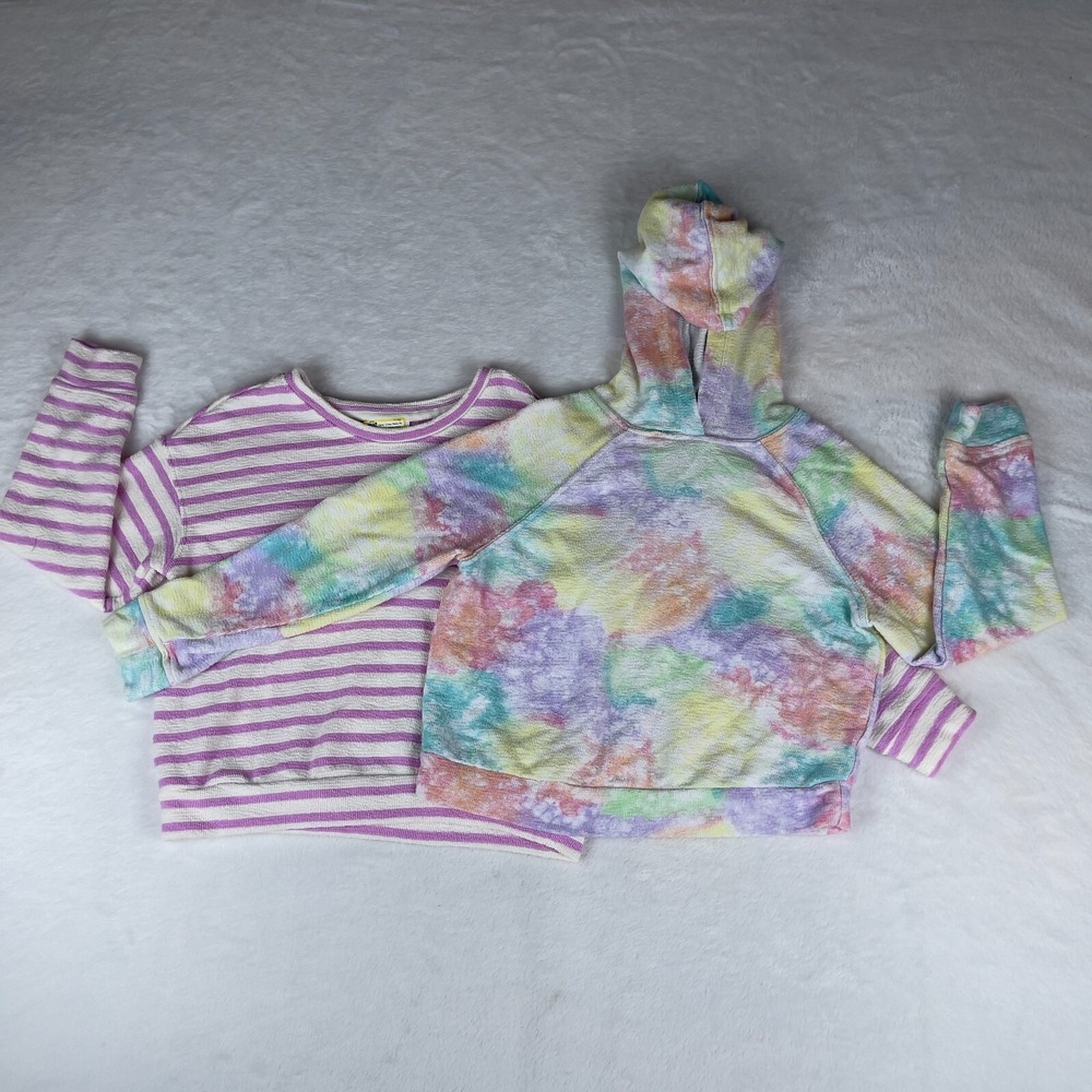 Lot of 2 Cat & Jack Hoodie Sweatshirt Girl's‎ Small Multi Tie Dye Long Sleeve